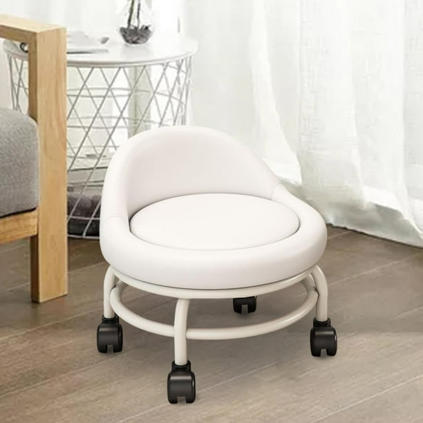 Asiento rodante bajo con respaldo Perfecl Taburete corto de cuero PU