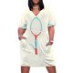 thumbnail image 1 of Vestido vintage retro de raqueta de tenis de madera para mujer, ropa holgada con bolsillos, vestidos de verano, falda S, 1 of 6