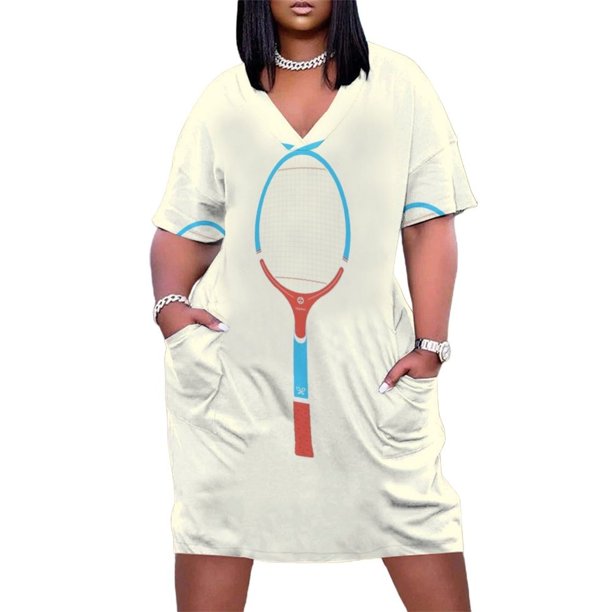 Vestido vintage retro de raqueta de tenis de madera para mujer, ropa holgada con bolsillos, vestidos de verano, falda S