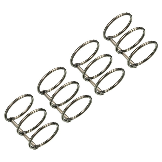 Uxcell Anillos de carpeta metálicos desmontables de 1.18" de diámetro, 3 círculos, color gris oscuro, paquete de 4