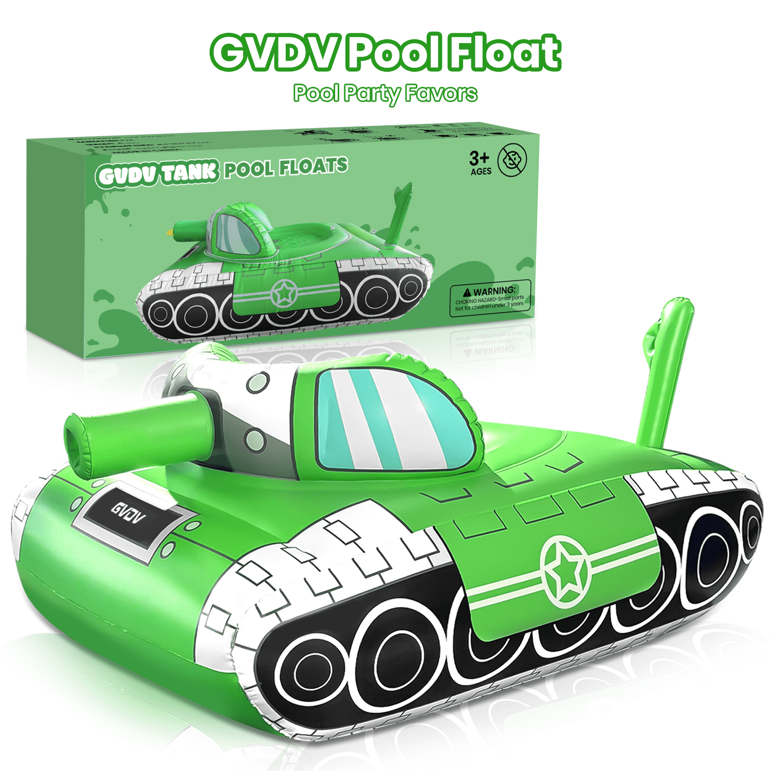 GVDV Inflatable Tank Pool Float for Adults & Kids, 43" x 35" Ride-On Float with Water Squirt Guns, Ideal for Summer Beach & Pool Party Water Battle Games