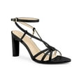thumbnail image 1 of BLISSFUL STEP Pointed Toe Slingback Chunky Heels Sandals for Women Black (Size 10), 1 of 6
