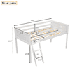 thumbnail image 3 of Tcbosik Loft Bed with Built-in Ladder and Full Length Guardrail, Twin Size Bed Frame for Bedroom, Wood Slats Support, No Box Spring Needed, White, 3 of 9