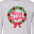 thumbnail image 4 of Inktastic Merry Christmas Wreath with Red Bow and Ornaments Long Sleeve Youth T-Shirt, 4 of 5