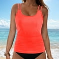 thumbnail image 2 of TOWED22 Women's Tummy Control Tankini Top Only Athletic Fit Quick Dry Tankini Top Moisture Wicking Swimwear for Women（Watermelon Red,M）, 2 of 9