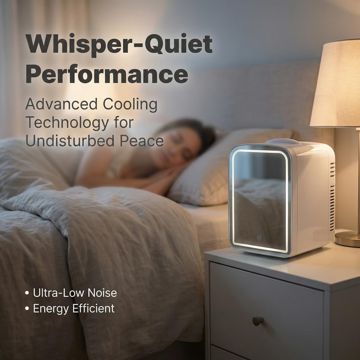 4L  Skincare Fridge with Dimmable LED Mirror, Portable Beauty Refrigerator for Makeup, Cosmetic, Personal Small Refrigerator with Cooler and Warmer for Bedroom, Office and Car (White-4L)
