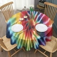 thumbnail image 3 of Colorful Tie Dye Pattern Round Tablecloth 60"x60",Wrinkle Wipeable Table Cloth for Kitchen Dining Room Picnic Patio Party, 3 of 6