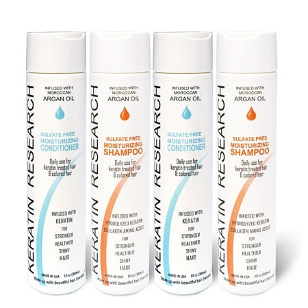 - Keratin Research Natural Argan Oil Infused Sulfate Free Shampoo and Conditioner 2 bottles Value Set for Keratin After Care and Colored Hair