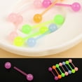 thumbnail image 2 of CHOK 7Pcs Body Piercing Jewelry Luminous Glow Acrylic Tongue Rings Nose Barbell Bars, 2 of 6