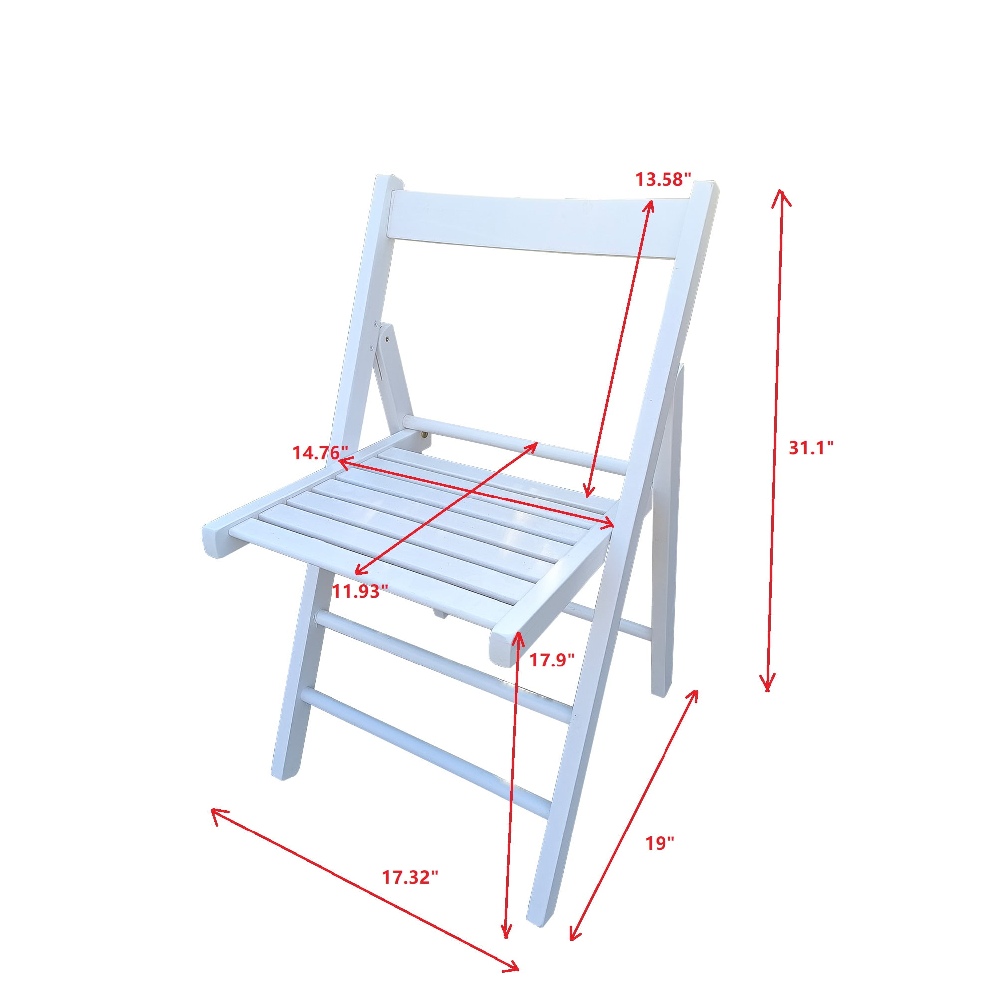 Homy Casa Folding Wooden Patio Chairs Set of 2 for Balcony Apartment Outdoor Relaxation, White