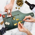 thumbnail image 4 of Grey Cutting Board, Close up Photo of Abandoned Warehouse Home Store Door with a Hanging Lock Print, Tempered Glass Cutting and Serving Board, Wine Bottle Shape, Charcoal Grey, by Ambesonne, 4 of 5
