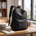 thumbnail image 2 of Solid Color Aesthetic College Backpack, Lightweight Solid Color Large Capacity Laptop Daypack, Suitable for Work, Travel and Casual Daily Use - Black, 2 of 7
