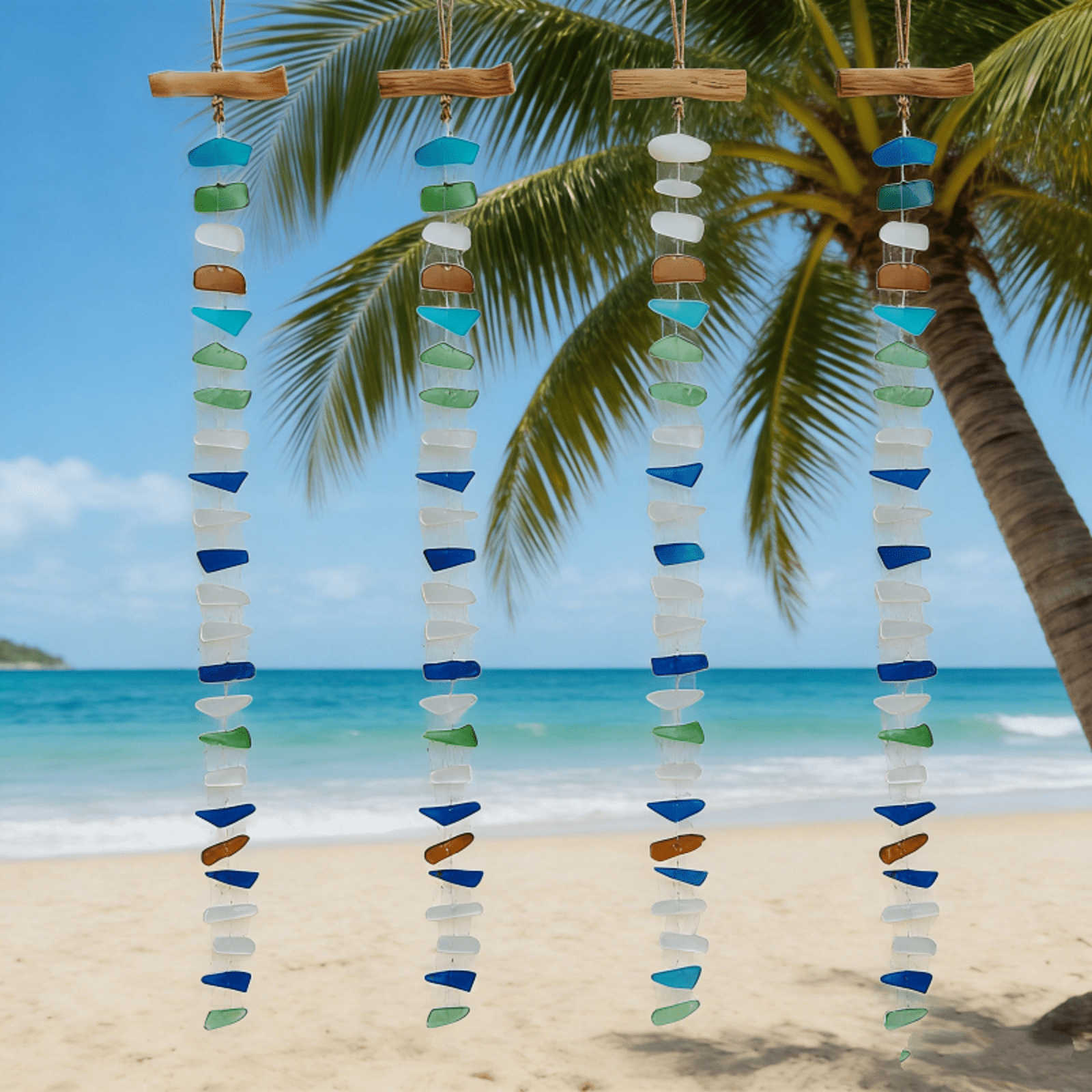 Decor for Home, Window Suncatcher, Driftwood Wall Art, 36 in Vertical Strand, Assorted Colors, Porch Decorations Outdoor, Wall Decor for Bedroom, 1 Pc
