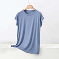 thumbnail image 3 of FRSASU 2 Piece Women's Plus Size Crew Neck T-Shirt Shorts Pajama Sets Short Sleeve Pjs Set Lightweight Lounge Sleepwear Navy, 3 of 5