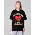 thumbnail image 1 of His & Hers "Chocolate is My Valentine" Matching Cotton Tees - Casual Black Crew Neck T-Shirts with HCamisetas para mujer, lindas camisetas con estampado gráfico, de manga corta, estilo casual, para ve, 1 of 7