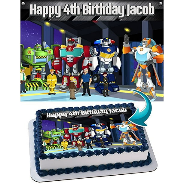 Transformer Rescue Bots Edible Cake Image Personalized Toppers Icing Sugar Paper Sheet Edible Frosting Photo Cake Topper 1 4 547tf Walmart Com Walmart Com