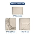 thumbnail image 2 of Soft Lightweight 400TC 100% Cotton Sateen Bed Sheet Set – 3-Piece Twin XL – Ivory, 2 of 8