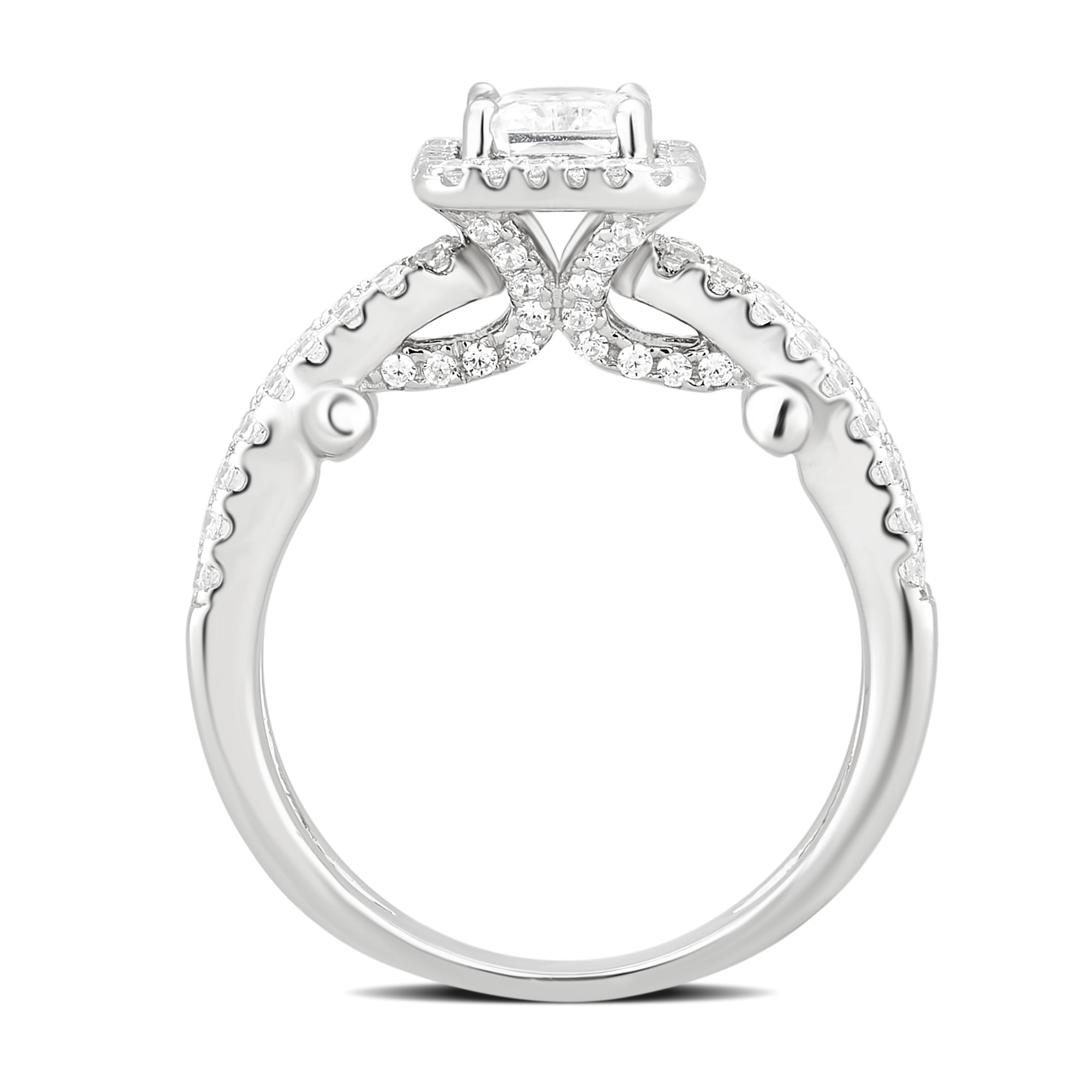 Arista 2 3/4 Carat T.W. Cubic Zirconia Split Shank Engagement Ring in Sterling Silver