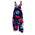 thumbnail image 4 of XINPING Halloween Overalls for Women, Sleeveless Spaghetti Strap Jumpsuit with Pockets, Ghost Pumpkin Print Wide Leg Baggy Romper, Adjustable Straps Fall Holiday Party Outfit 2026, 4 of 7