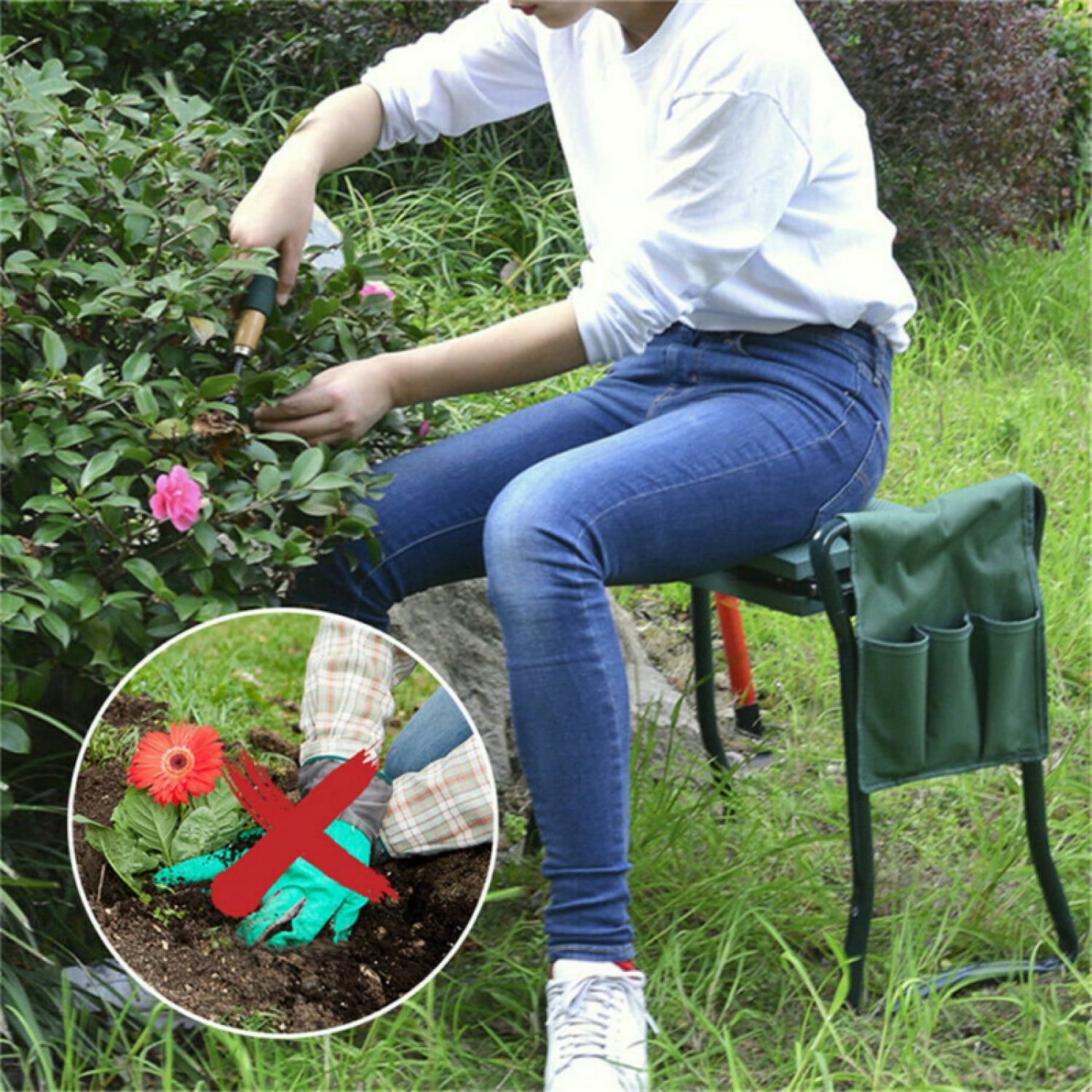 Heavy Duty Upgraded Garden Kneeler Thicken Seat Padded Kneeling Stool Outdoor