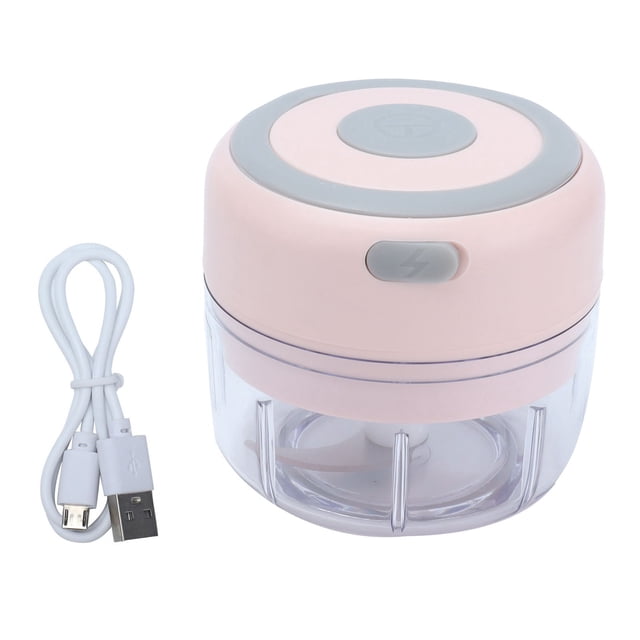 Picadora de ajo eléctrica de 100 ml, picadora de carne portátil recargable por USB para cocina casera, color rosa