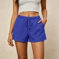 thumbnail image 3 of Summer Shorts for Women Loose Fit Lightweight Vacation Beach Cotton Short,Blue Size S, 3 of 6