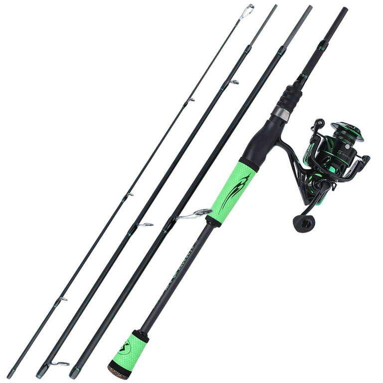 Green Carbon Fiber Fishing Rod And Reel Combo Portable , 48% OFF