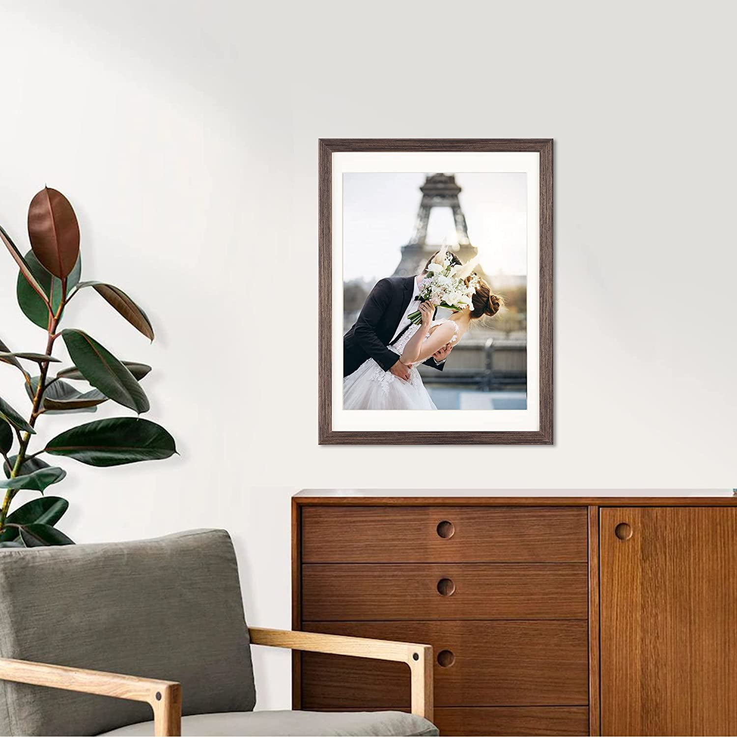 Hongkee 12x16 Picture Frame Set Of 2, Natural Oak Wood Style - Display 12 X 16 Poster Without Mat Or 11x14 Picture With Mat, Wall Mounting Horizontal And Vertical 9 thumbnail image