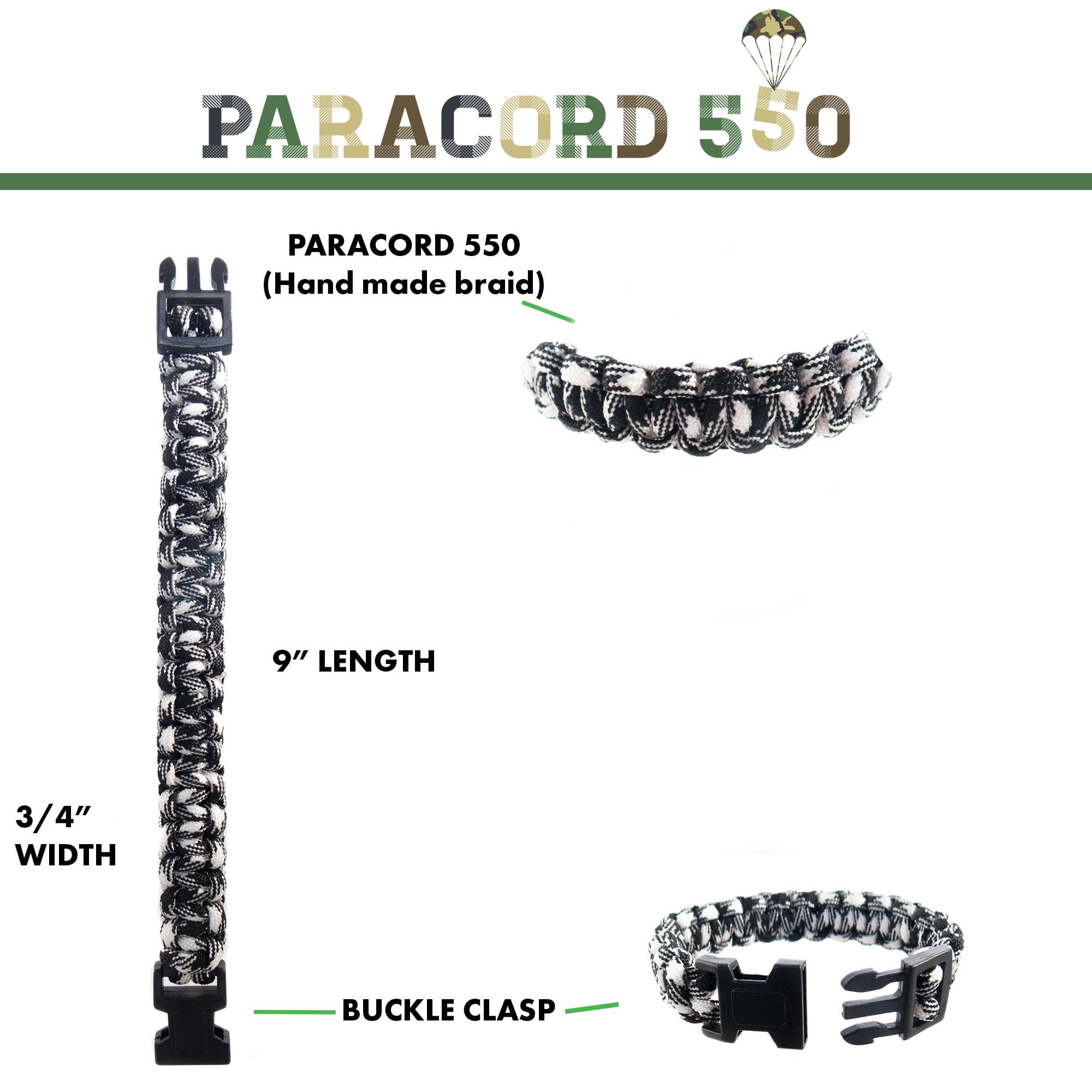 7DAYWEAR Paracord Bracelets for Men Boys Kids 12 PCs Camo Survival Tactical Bracelet Braided with 550 lbs Parachute Cord