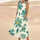 thumbnail image 3 of Vestido de Verano para las Mujeres sin Mangas Lino-Look Impreso Maxi, Suelto Fluido Y Vestido Sexy de Moda para las Mujeres, 3 of 5