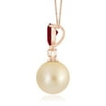 thumbnail image 2 of ANGARA Golden South Sea Cultured Pearl & Pear Ruby Drop Pendant in 14K Rose Gold for Women | June Birthstone, Birthday, Anniversary, Jewelry Gift for Women | Pearl Necklace, 2 of 9