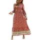 thumbnail image 1 of Vestido maxi de manga larga para mujer - Cuello en V Casual Botón abajo Estampado floral bohemio Vestidos largos de otoño Xemadio WMZL-2296-15, 1 of 6