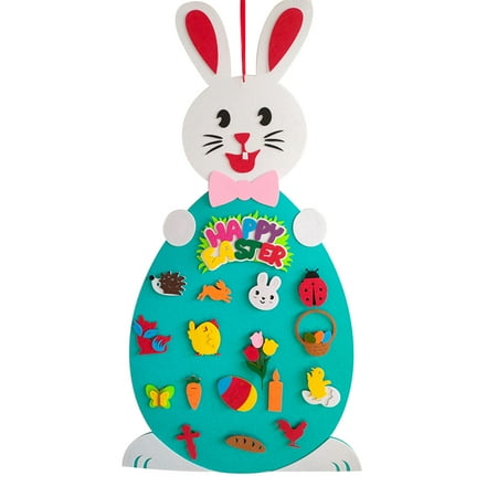 

Younar 2020 Easter Felt Pendant DIY Felt Rabbit Set with Detachable Ornament Bunny Decoration Wall Hanging Game Gift Decoration Easter Supplies