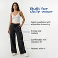 thumbnail image 4 of Common Stitch Women's Wide Leg Cargo Fleece Sweatpants, 3-Pack, 4 Pockets, Elastic Drawstring Waist, 4 of 7
