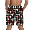 thumbnail image 3 of Kdxio Houndstooth Green Red Print Men'S Swim Trunks With Compression Liner 7 Inch Inseam Quick Dry Swim Shorts, 3 of 7