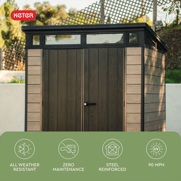 【超美品】ドレイクス ストライプ カーキ キャメル ソリッド調 モノトーン Keter Signature 7x7 ft. Durable Resin Outdoor Storage Shed With