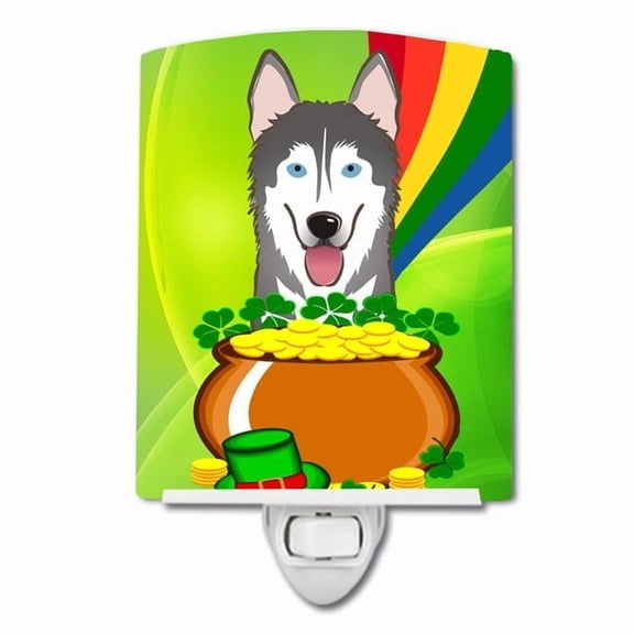 Caroline's Treasures BB1962CNL Alaskan Malamute St. Patrick's Day Ceramic Night Light, 6x4x3", multicolor