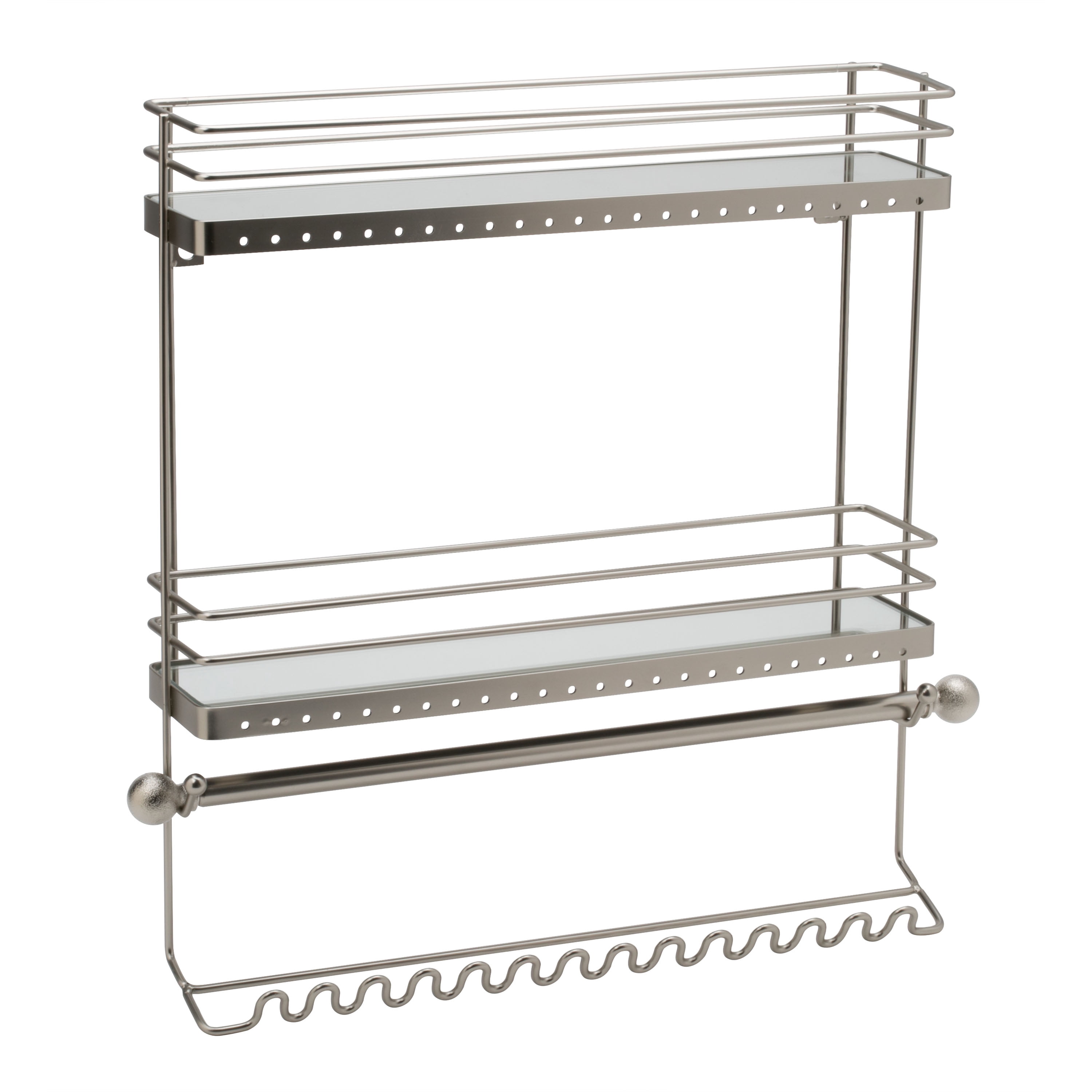 Home Details 2 Tier Wall Mount Steel Jewelry Organizer in Satin