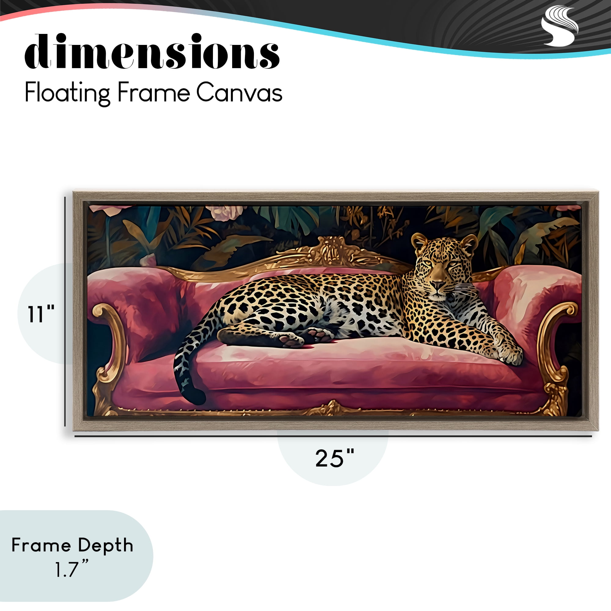 Stupell Industries Regal Relaxation Leopard on Pink Brown Framed Floater Canvas Wall Art, design by Creative Studio