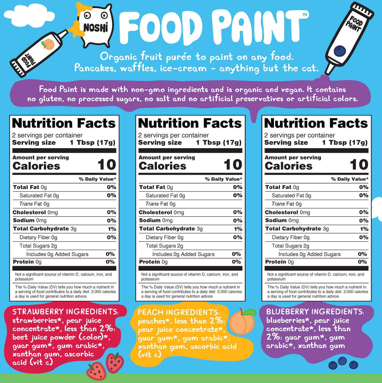 Noshi Edible Organic Peppa Pig Food Paint: Fruit Purees, 3.6oz