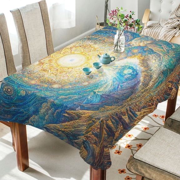 BZSMCE Square Tablecloth Celestial Radiance Pattern Tableclothes