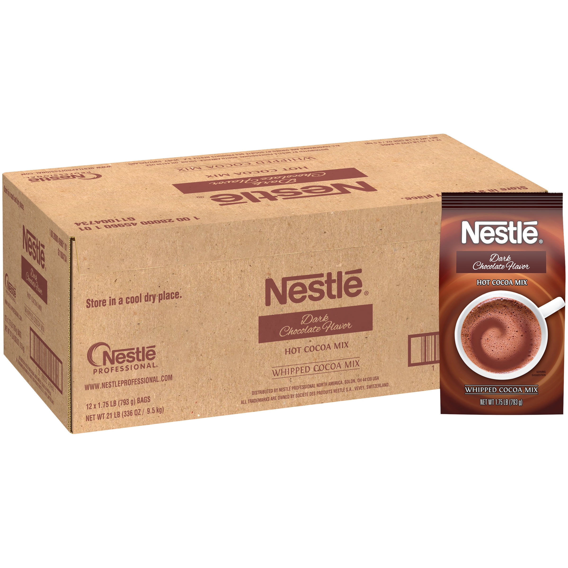 Nestle Dark Chocolate Hot Cocoa Mix - 1.75 lb - 12 / Carton Nestle Dark Chocolate Hot Cocoa Mix - 1.75 lb - 12 / Carton