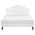 thumbnail image 5 of Platform Bed Frame, King Size, White, Velvet, Mid Century French Bedroom, Modern Contemporary Boutique HB35480, 5 of 12