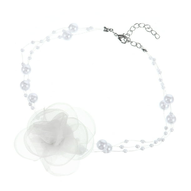 1pc retro estilo collar collar collar de cadena perla neta hilado flor cadena clavícula