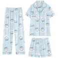 thumbnail image 3 of Chiikawa Cartoon Cute Hachiware Pajamas Women's Summer New Short-sleeved Home Wear Three-piece Set, 3 of 10
