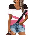 thumbnail image 1 of Fiudx Liquidación de Ahorros de Verano Mujer Moda Casual Manga Corta Suelta Camiseta Blusa Tops, 1 of 5