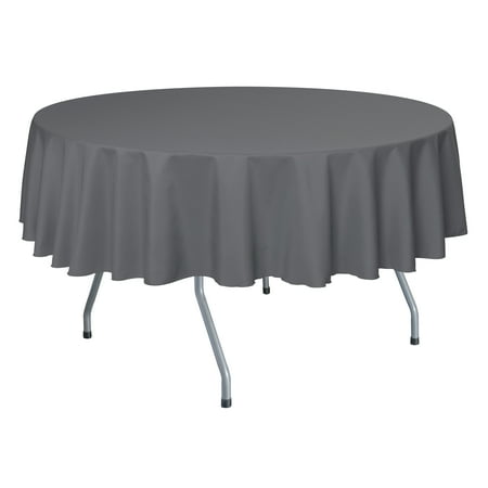 

Ultimate Textile (5 Pack) 72-Inch Round Polyester Linen Tablecloth - for Wedding Restaurant or Banquet use Charcoal Grey
