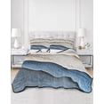 thumbnail image 3 of Blue Beige Queen Size Down Alternative Comforter, Lightweight Comforter Quilt Bedding Set with Pillow Shams Modern Coastal Wave Abstract Art All Seasons Bed Comforter Duvet Insert 90"x96", 3 of 7