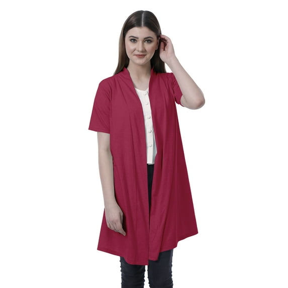Moomaya Womens Half Sleeve Shrug Open Front Long Cardigan Lightweight Summer Fit