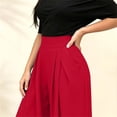 thumbnail image 5 of BRELIL Women Plus Size Wide Leg High Waisted Flowy Trousers with Pockets Casual Loose Long Palazzo Pants Baggy Dressy Fall Winter Outfits, Red M, 5 of 6